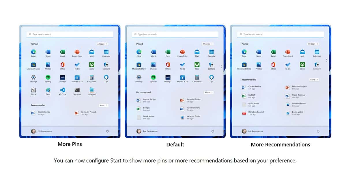 Microsoft Windows 11 Start customization