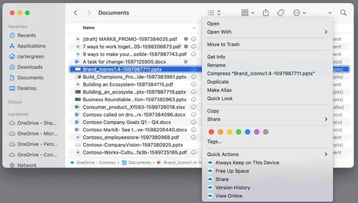 Fichiers Microsoft MacOS OneDrive à la demande