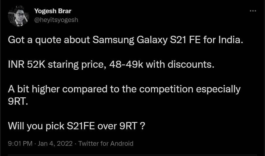 Galaxy S21 FE Price
