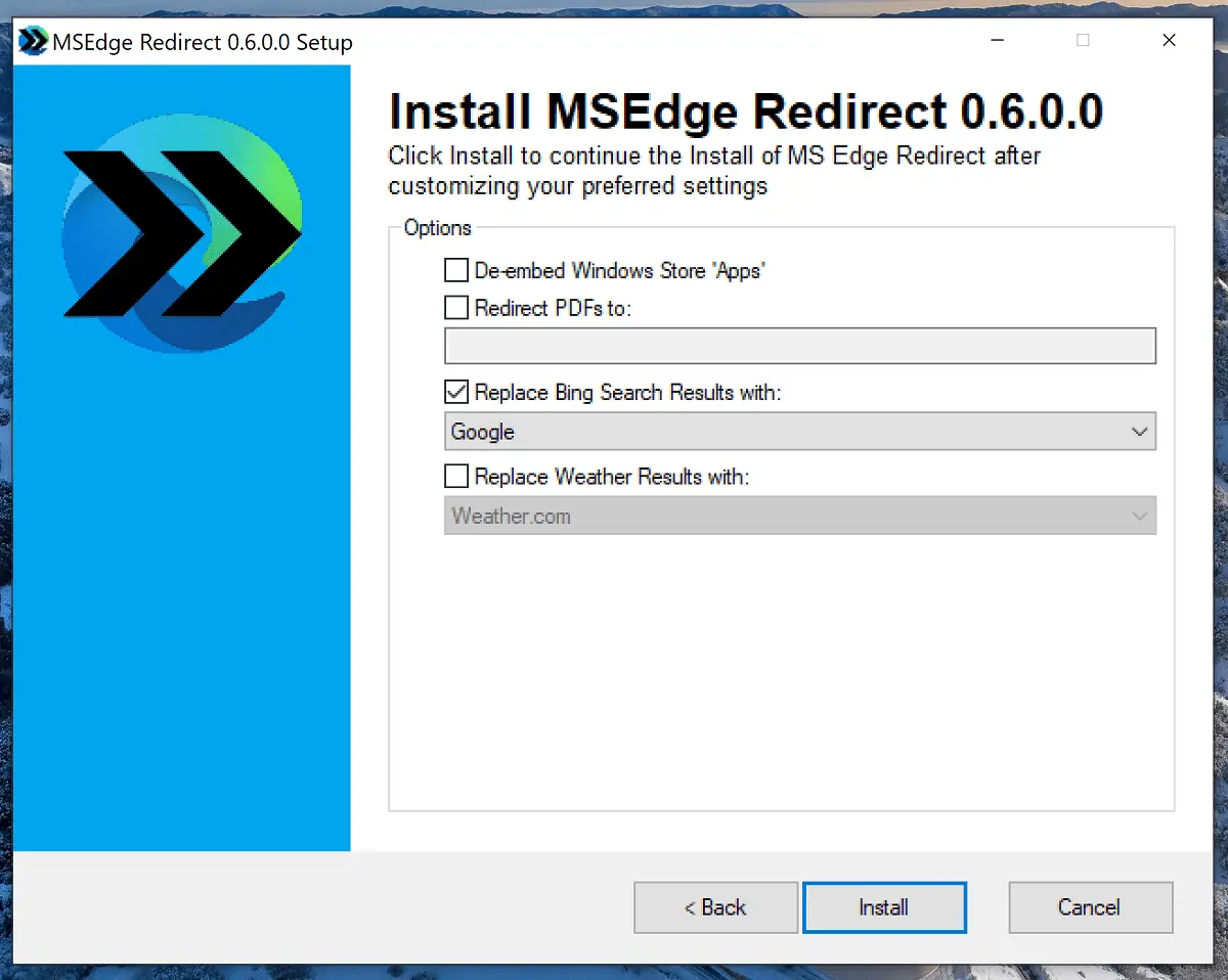 download the new version for android MSEdgeRedirect 0.7.5.0