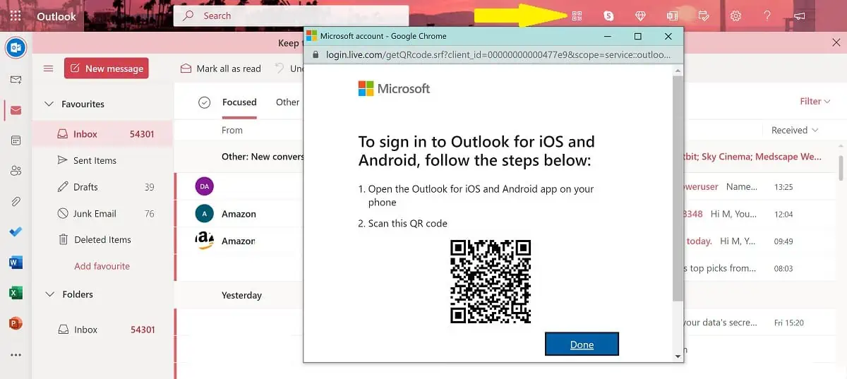 sign in with qr code outlook