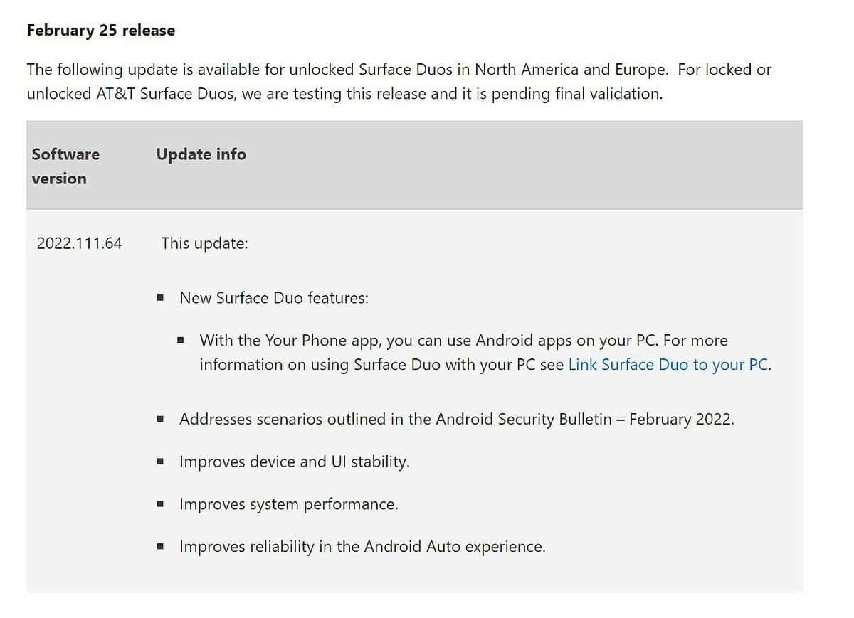 Surface Duo February update