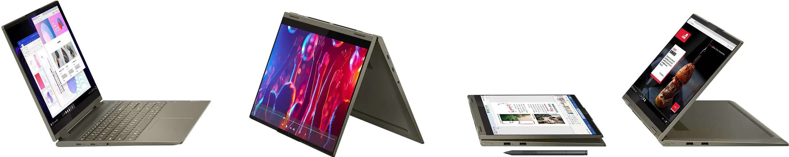 Laptop, Tent, Tablet, and Stand modes of Yoga i7