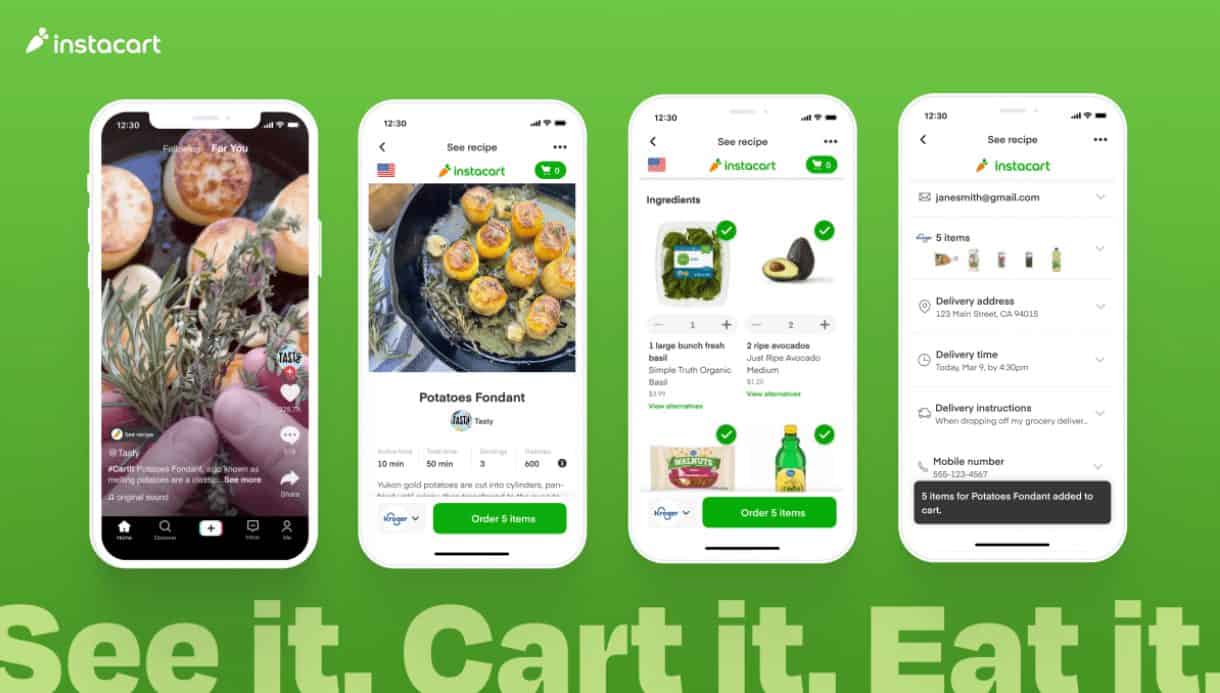 Instacart Shoppable Recipes on phone