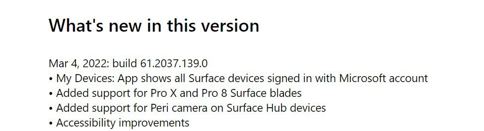 Atualização do aplicativo Surface