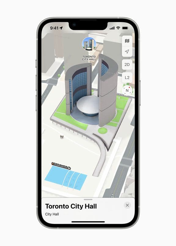 Apple Maps showing Toronto City Hall in 3D