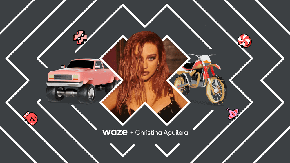 Drive with Christina Aguilera Waze banner