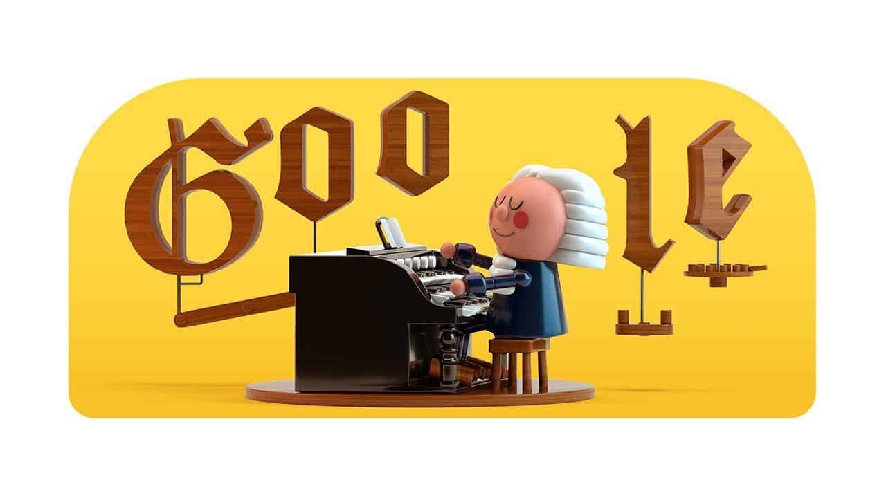 google search engine music doodle design, man playing the piano