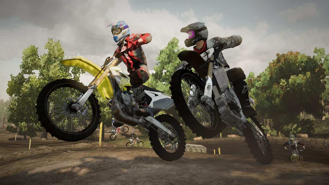 MX vs ATV Alive game scene of two motorcycle racers
