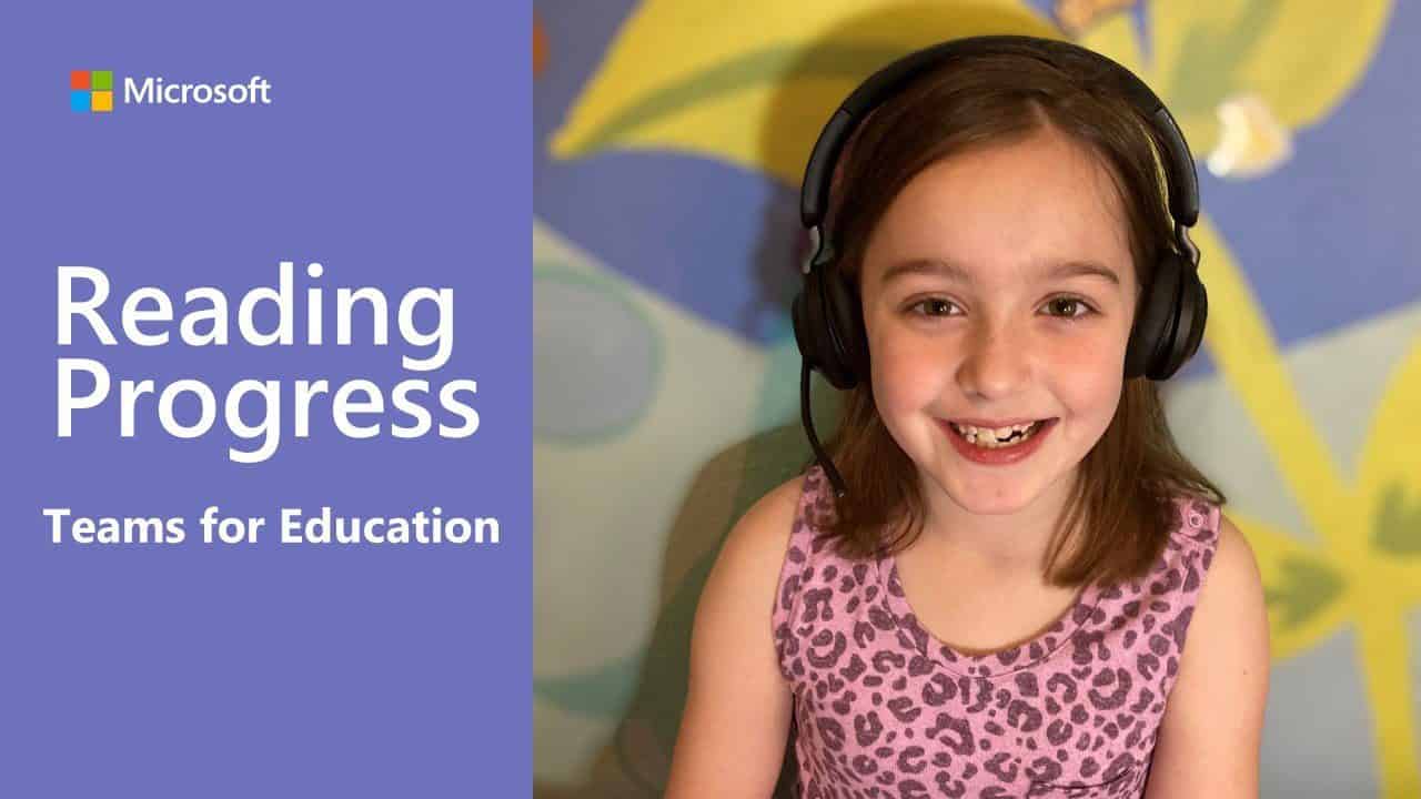 girl wearing headset using reading progress