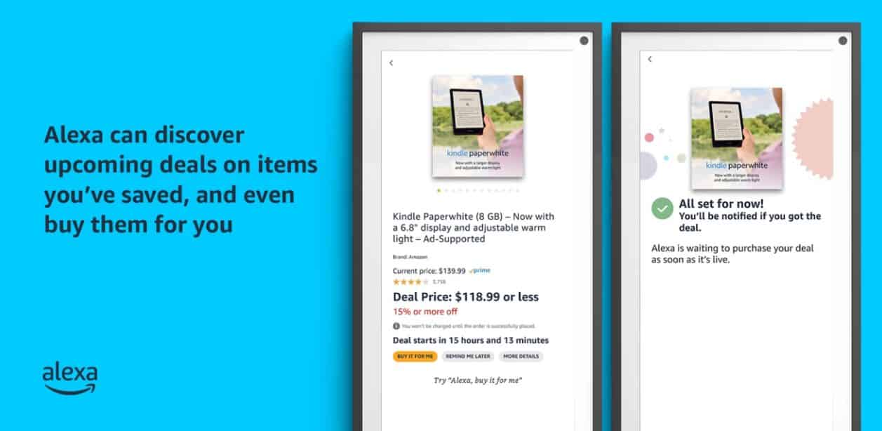 Amazon Alexa showing saved items with price