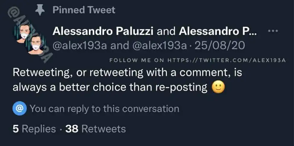 Alessandro Paluzzi's Tweet Showing Twitter's "Collaboration" Feature