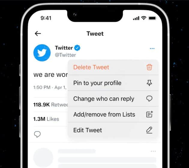 Twitter Edit Button on mobile