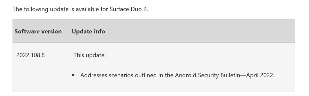 Surface Duo 2 April 2022 firmware update