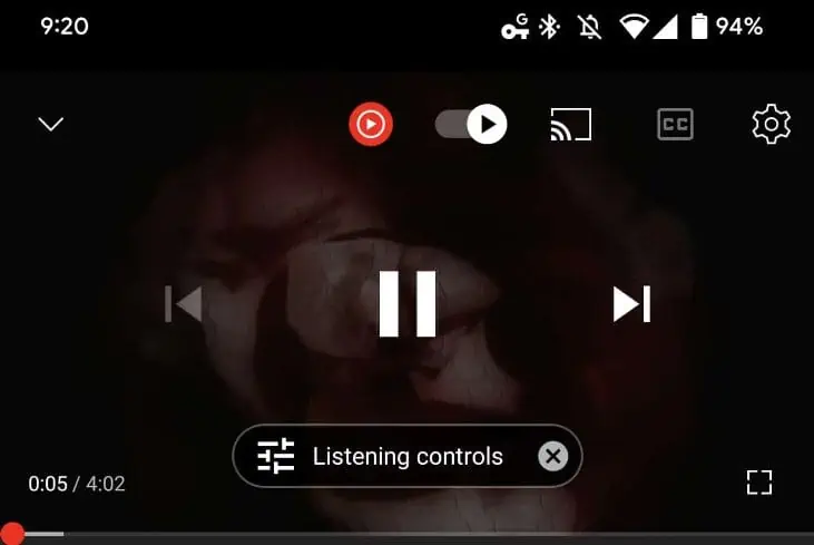 YouTube main app video window with new YouTube Music logo shortcut button