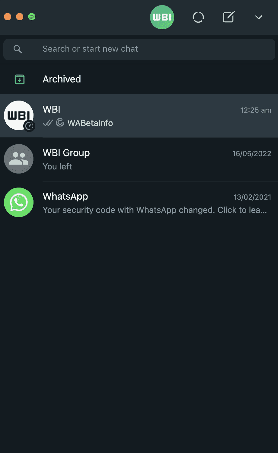 WhatsApp status indicator