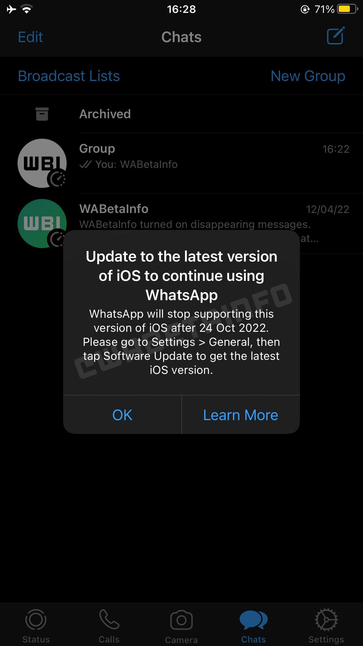 WhatsApp iOS support