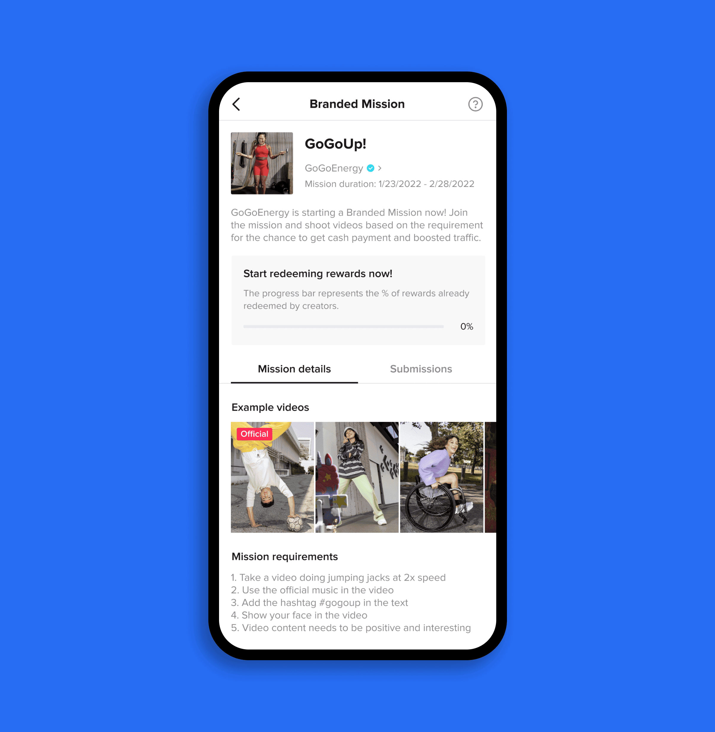 TikTok's Branded Mission mobile screenshot