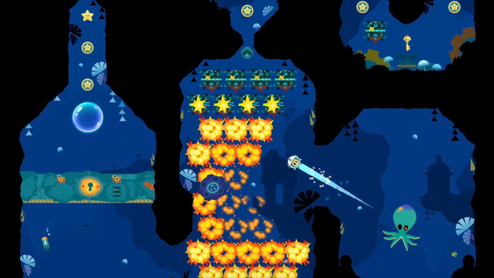 Surface Rush game underwater scene with explosions and sea creatures