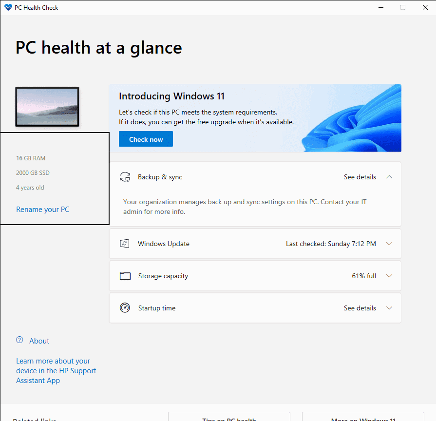 how to download the pc health check app