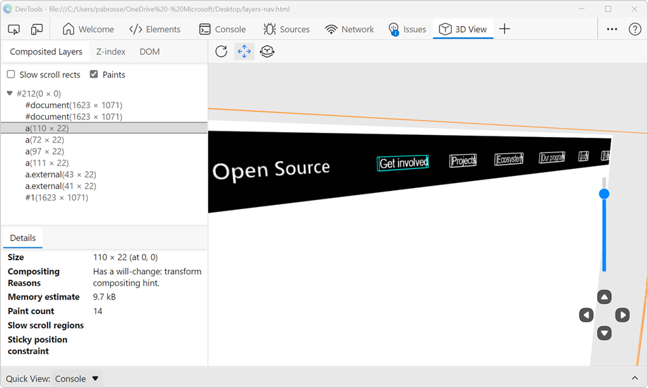 Composited Layers tab in 3D View tool