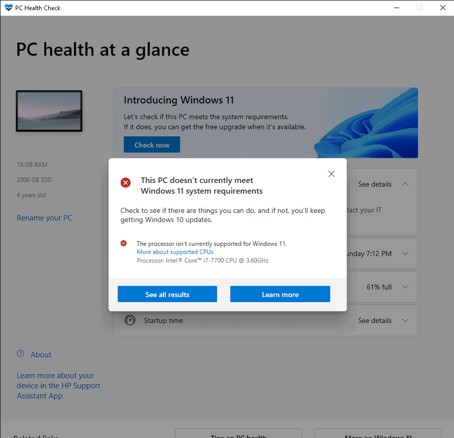 How to use the PC Health Check app - Microsoft Support