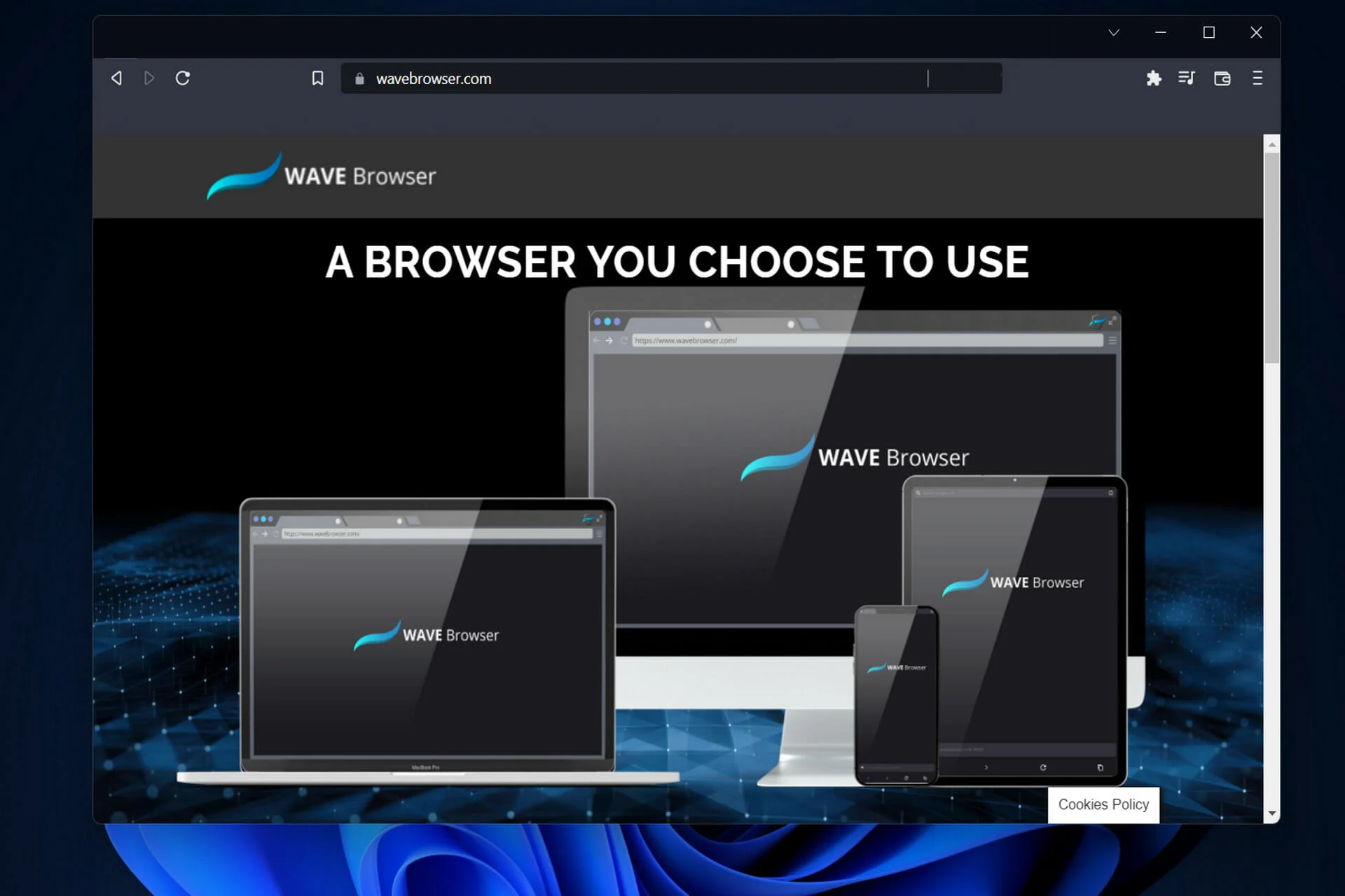 Wave Browser on PC, laptop, tablet, and phone