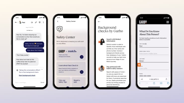 מרכז הבטיחות של אפליקציית ההיכרויות Match Group ובדיקות רקע של Garbo
