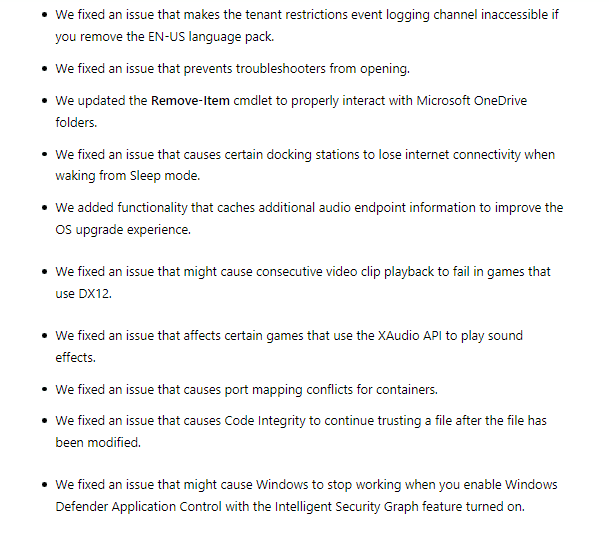 Windows 10 Build 19044.1862 fixes