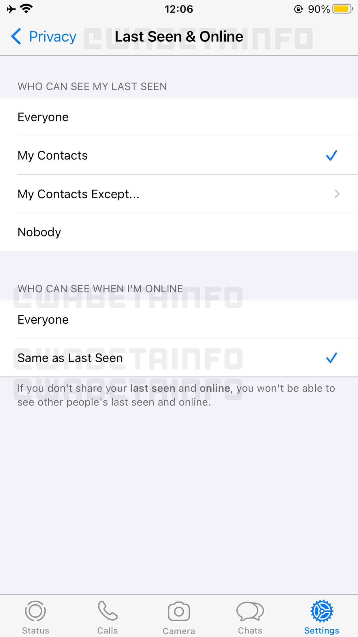 WhatsApp hide online status