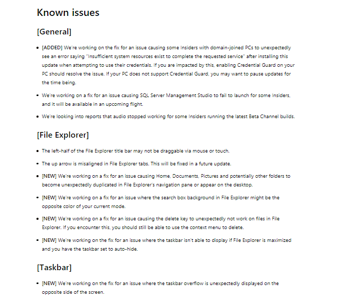 Windows 11 Insider Preview Build 22621.575 and 22622.575 known issues