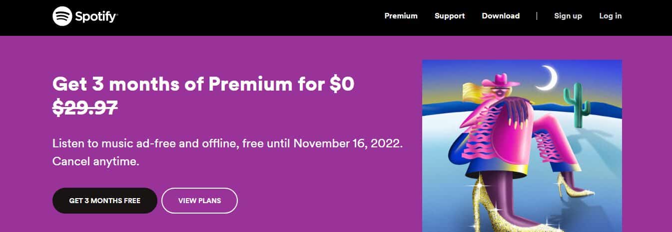 Spotify free three months offer