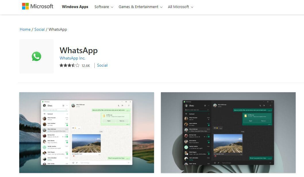 Microsoft Store'da Windows'a özgü WhatsApp uygulaması