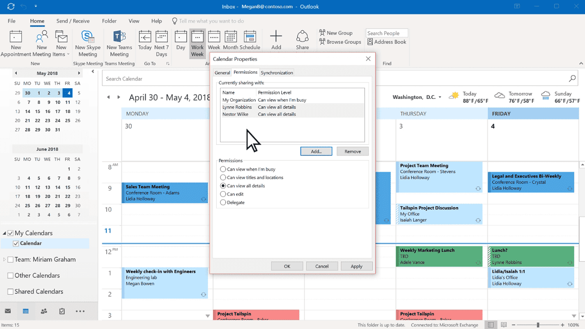 Différentes façons de partager des calendriers Outlook