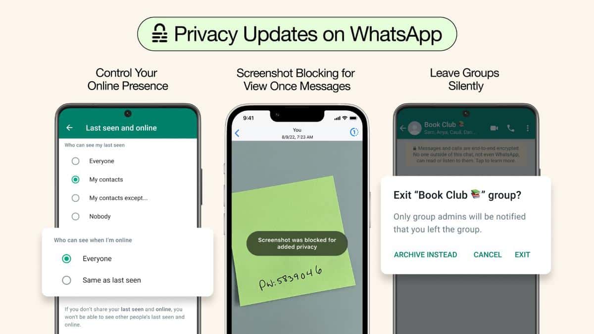 Функции конфиденциальности WhatsApp