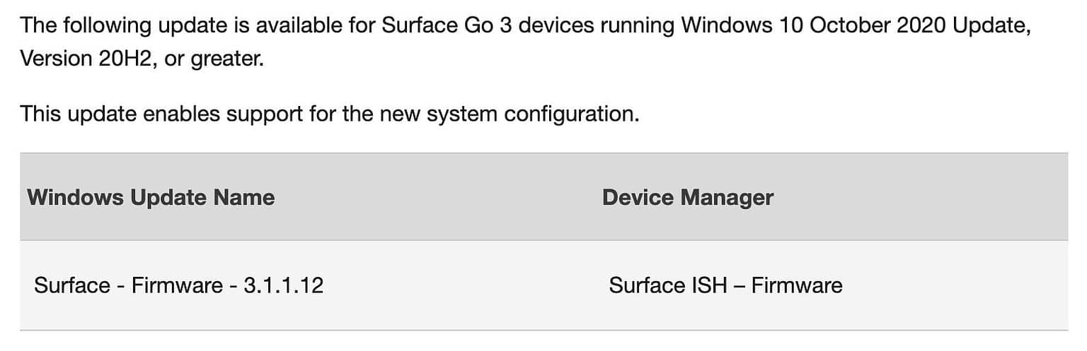 Surface Go 3 starts getting the September 2022 firmware update