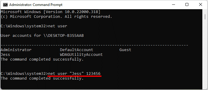 reset windows password cmd successfully