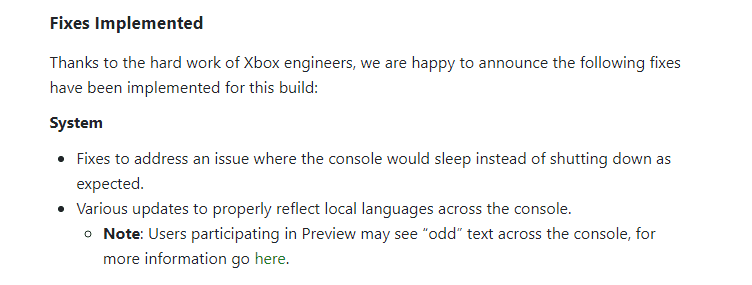 Xbox Insider 2211.221017-2200 Update fixes