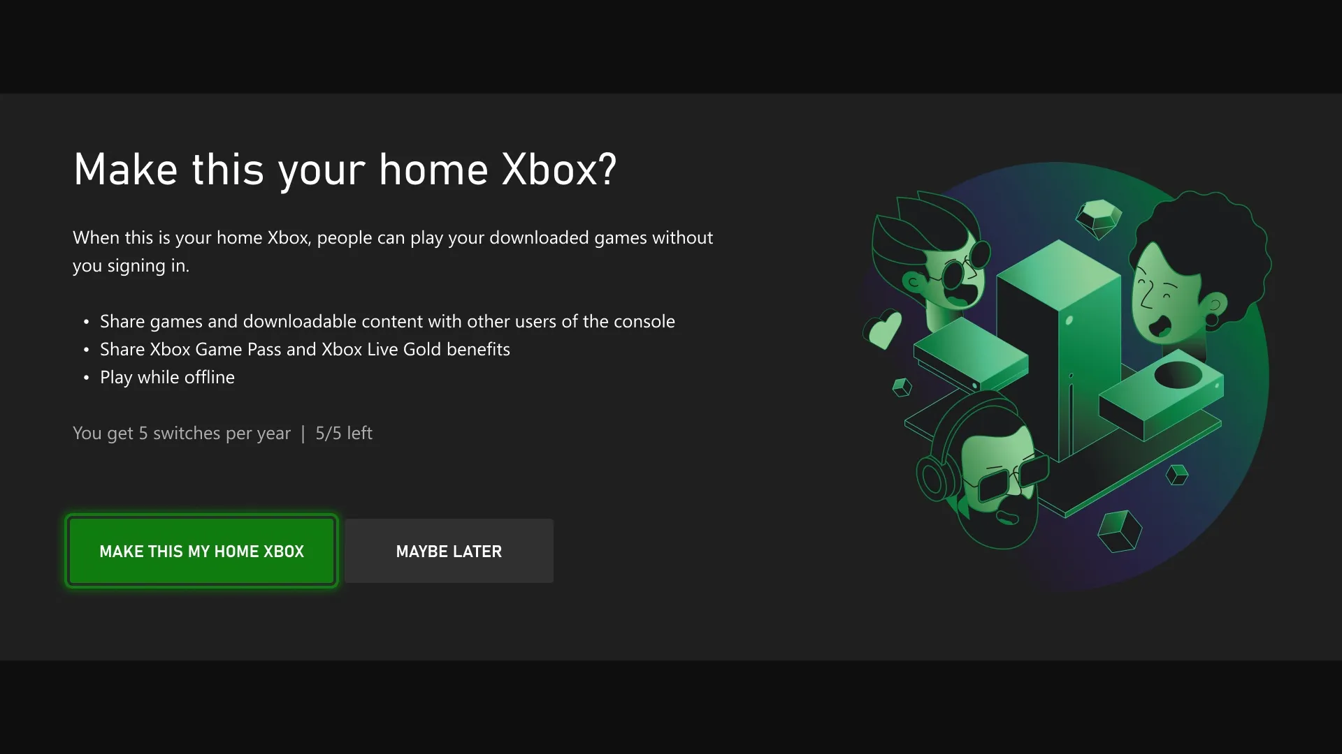 Xbox listopadsko ažuriranje: novi zasloni za postavljanje za odabir kućnog Xboxa