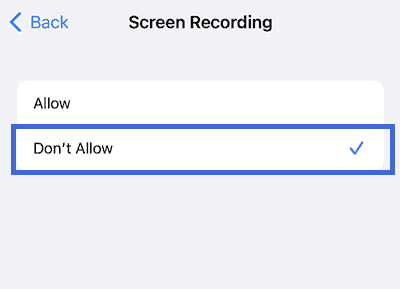 do not allow screen recording
