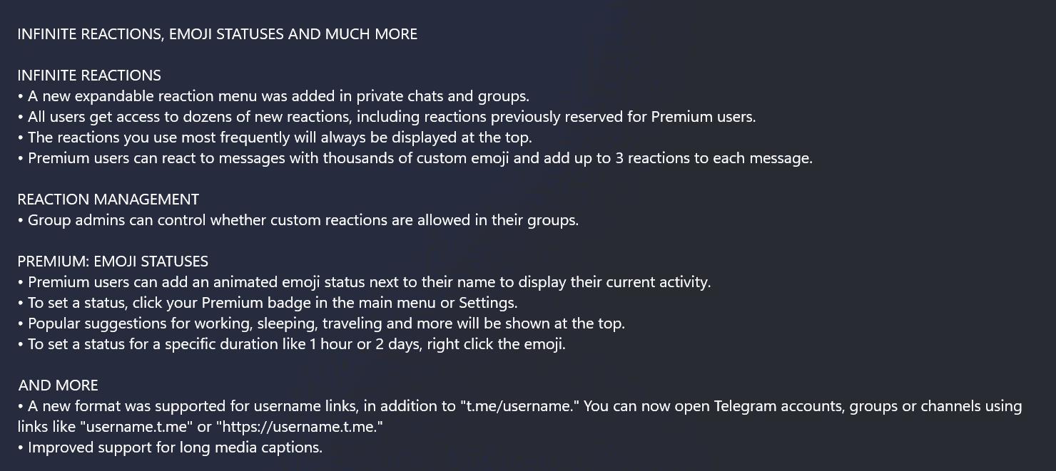 Telegram Desktop update