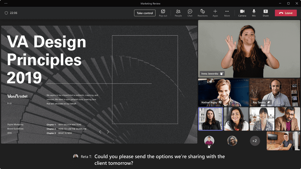Microsoft Teams Sign language view