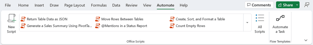 Office Scripts Automation on Excel