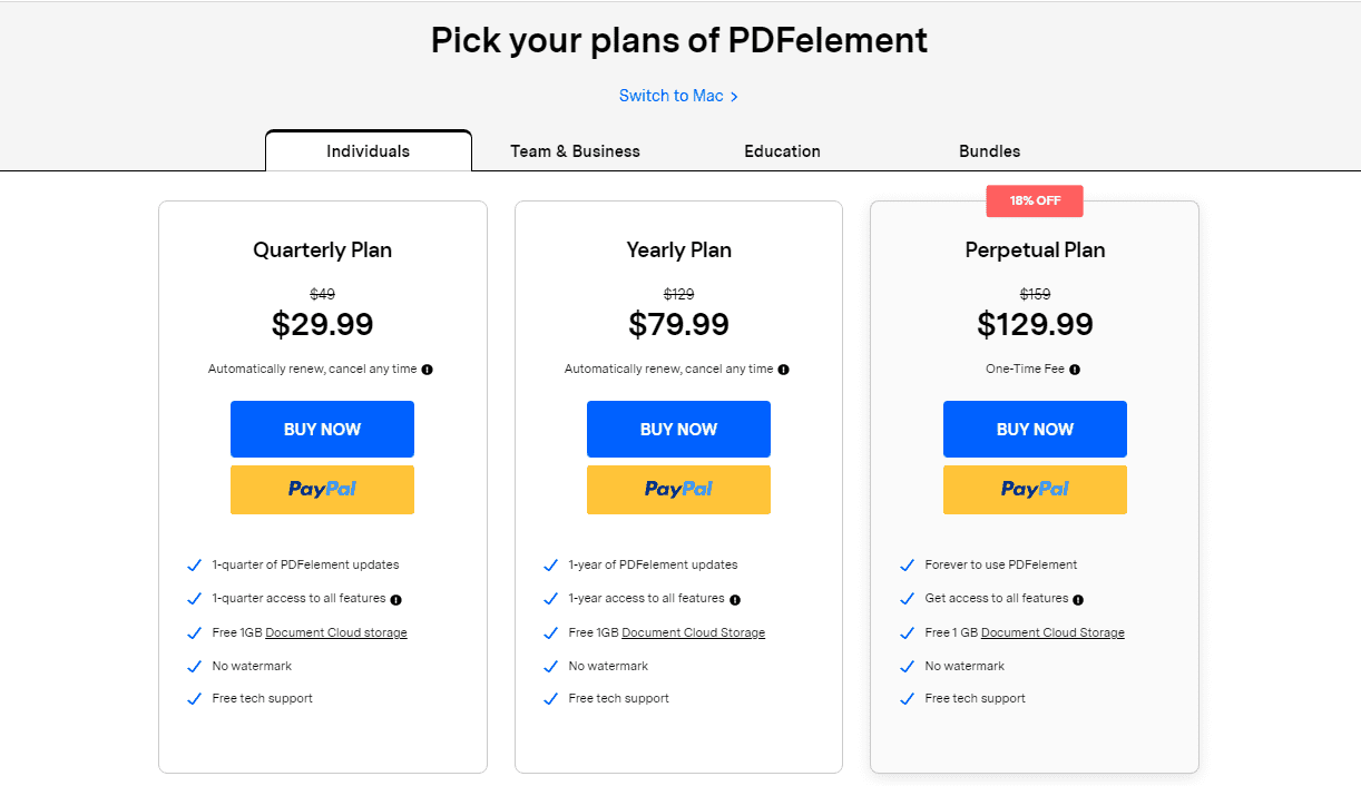 PDFelement plans