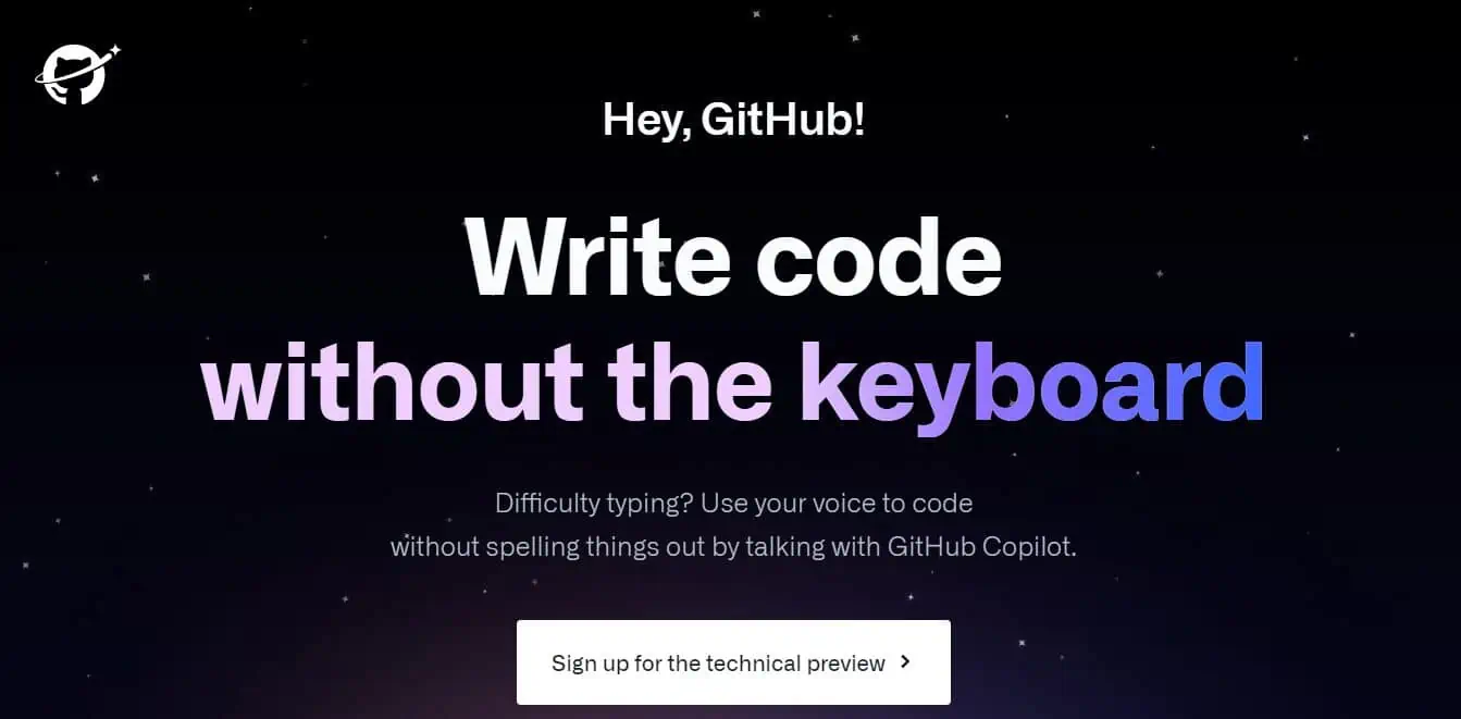 Hey, GitHub! technical preview sign-up page