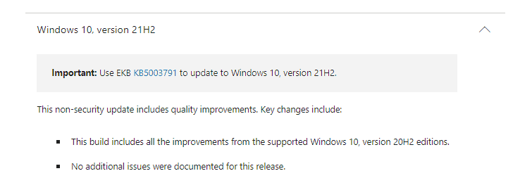 Windows 10 21H2 KB5020030 improvements