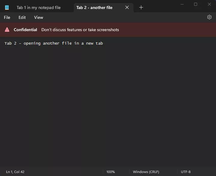 tabs in Windows 11 Notepad