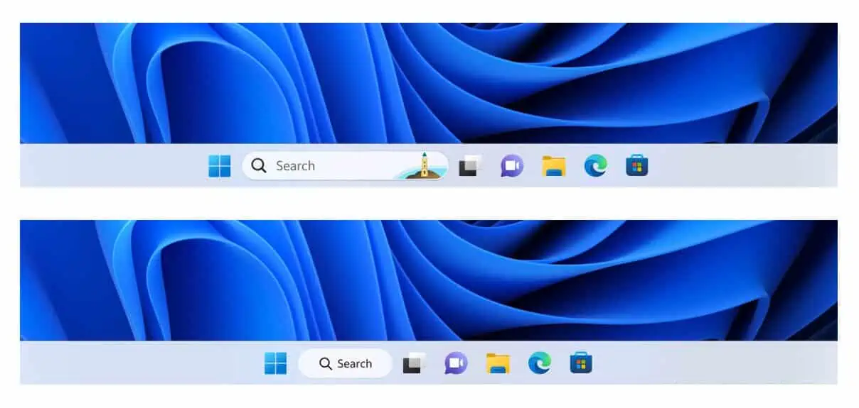 rounded Search on taskbar of Windows 11 Insider Preview Beta Build 22621.1037 and Build 22623.1037 (KB5021304)