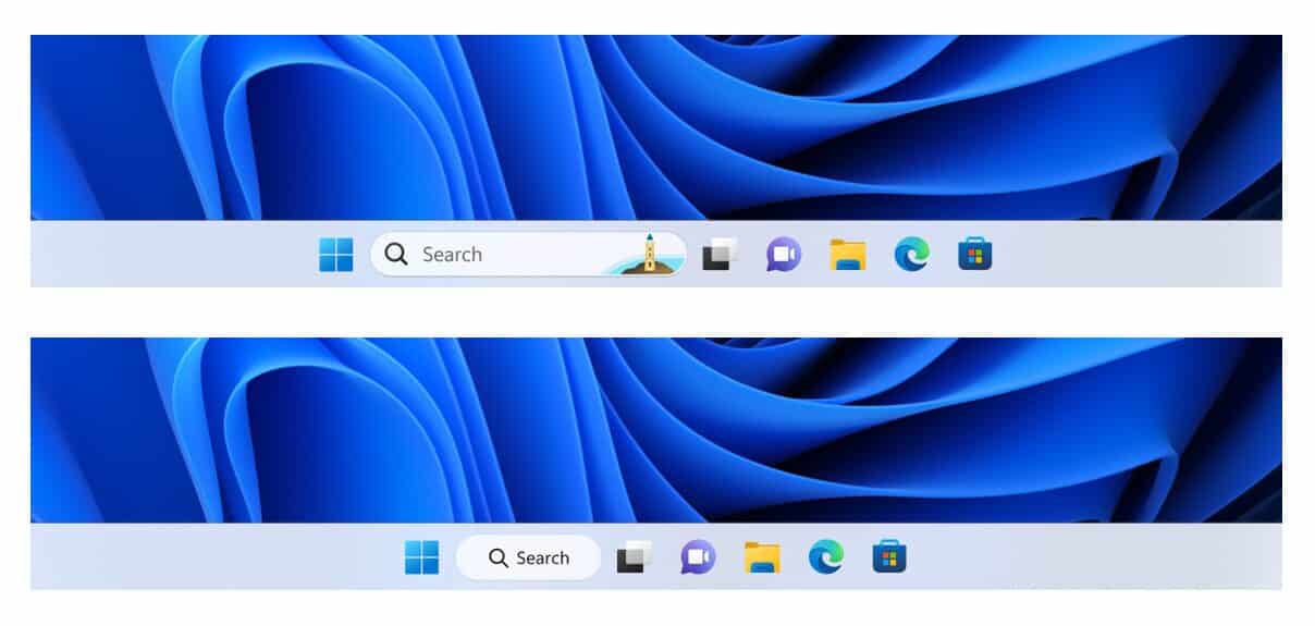 Windows 11 Dev Build 25267 rounded Search bar UI on taskbar