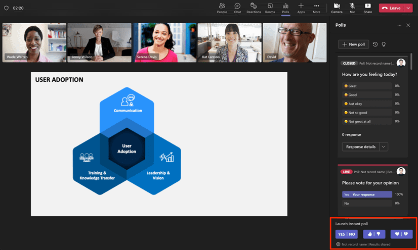 Teams instant poll feature